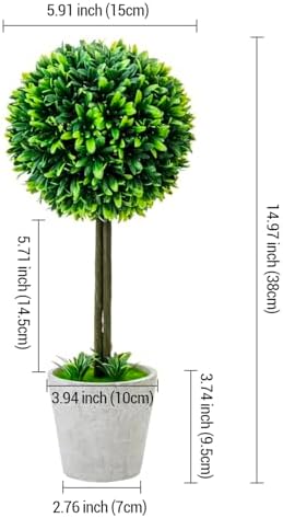 MyGift 15 Inch Artificial Boxwood Topiary Tree 2 Pack