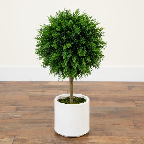Nearly Natural 25-Ft Artificial Cedar Topiary Tree with UV Resistant Foliage