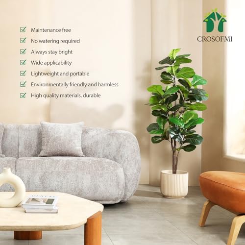 CROSOFMI Artificial Fiddle Leaf Fig Tree 65 Inch 2 Pack