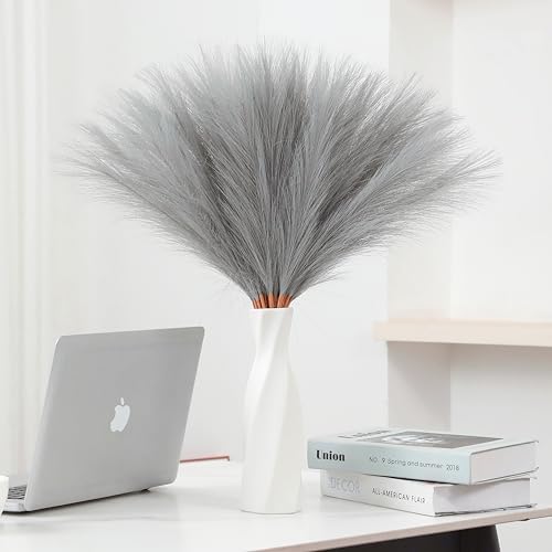 30pcs 22 Inch Grey Faux Pampas Grass Decor