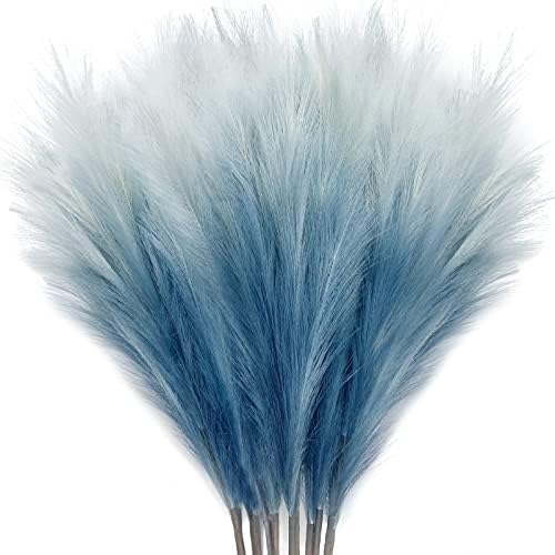 KALYLOC 8Pcs Blue Faux Pampas Grass Boho Decor