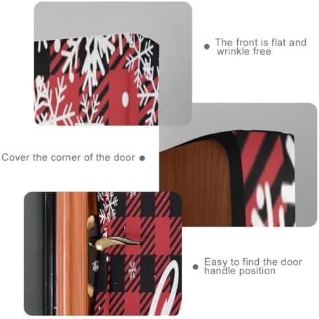 Susiyo Christmas Door Cover with Stretch Fabric Plaid