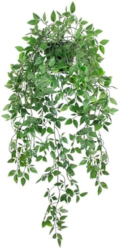 LUZOGA Fake Hanging Plant with Pot Black