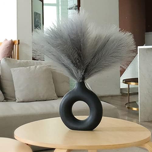 Pusuny 7PCS Gray Faux Pampas Grass Decor for Vase