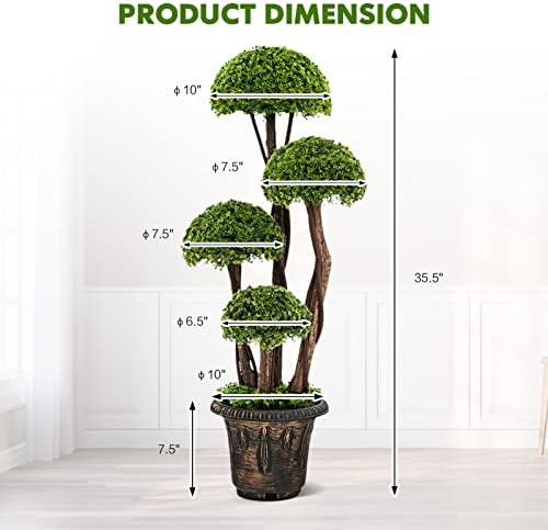 3ft Artificial Cypress Topiary Tree with Retro Cement Pot