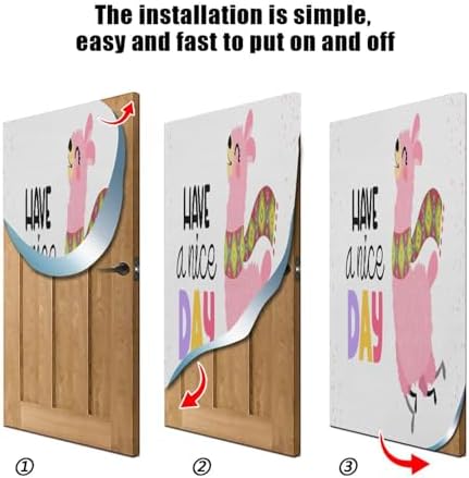 Susiyo Pink Funny Llama Door Cover Washable Elastic