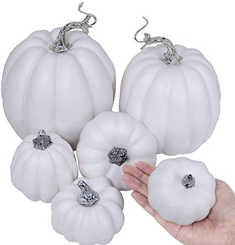 Artificial White Pumpkins 12 Pcs Assorted Sizes