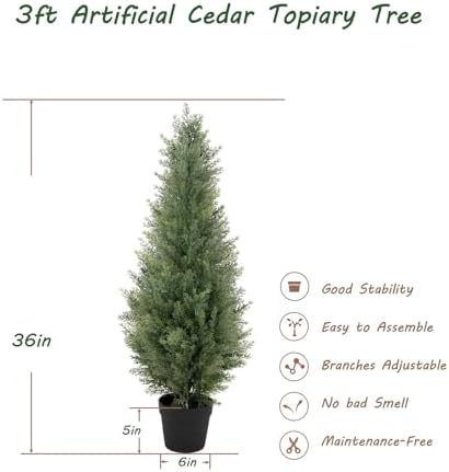 Bellacat 3ft UV Resistant Artificial Topiary Trees 2Pack 1