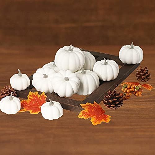 Orgrimmar Realistic Artificial Pumpkins 12PCS White Fall Decor