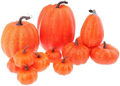 Fancyes Fake Pumpkins Foam Props 12 Pieces Yellow
