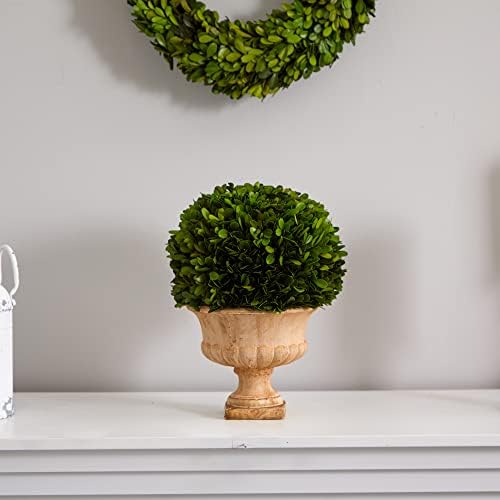 Nearly Natural 12in Boxwood Topiary Ball in Urn