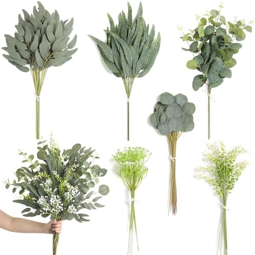 YYHUAWU Artificial Greenery Stems Box Set 86pcs with 6 Kinds