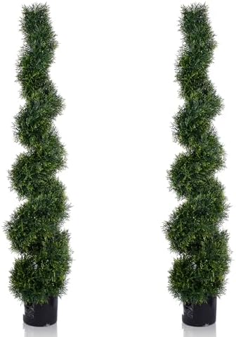 5FT Spiral Artificial Topiary Trees Set of 2