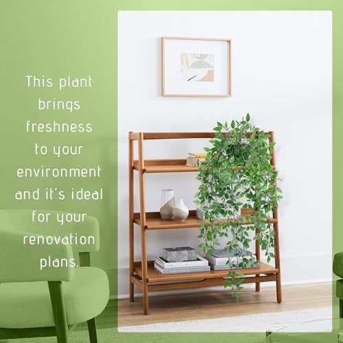 LUZOGA Fake Hanging Plant with Pot Black