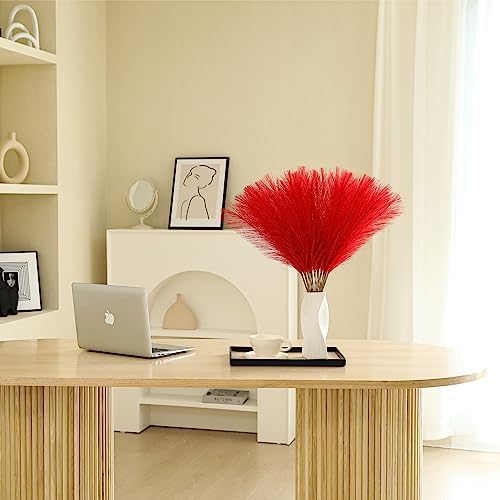 Red Pampas Grass Decor 30pcs 24 Inch Artificial Flowers