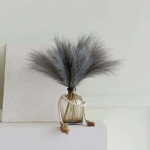 Pusuny 7PCS Gray Faux Pampas Grass Decor for Vase