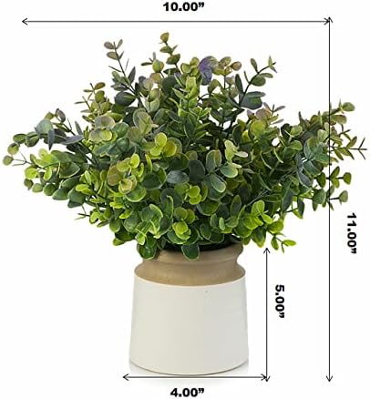 Artificial Eucalyptus Topiary in White Ceramic Pot
