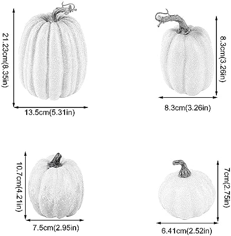 7 Pcs Artificial White Pumpkins Fall Decor Set