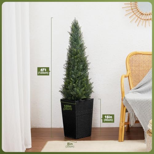 Artificial Cedar Topiary Tree with Black Planter