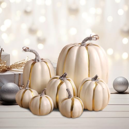 Surakey Artificial Pumpkins 7PCS Foam Set for Fall Decor
