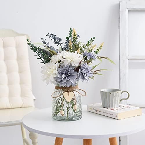 Artificial Blue Flowers with Vase Table Decor