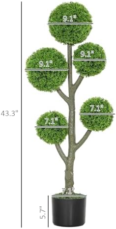 HOMCOM Artificial Topiary Five-Ball Cypress Tree in Pot 433 Inch Green
