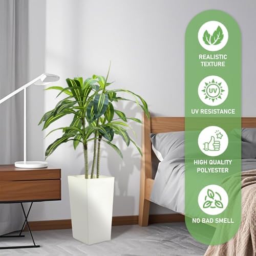 4ft Dracaena Artificial Plant with White Planter