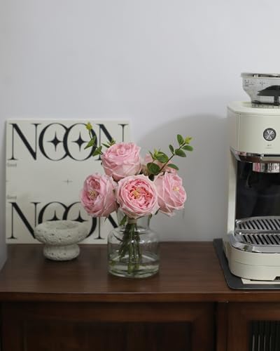 Realistic Artificial Flowers with Pink Roses in Vase