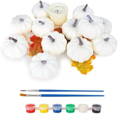 FUTUREPLUSX 12PCS White Fake Pumpkins for Painting and Decorating