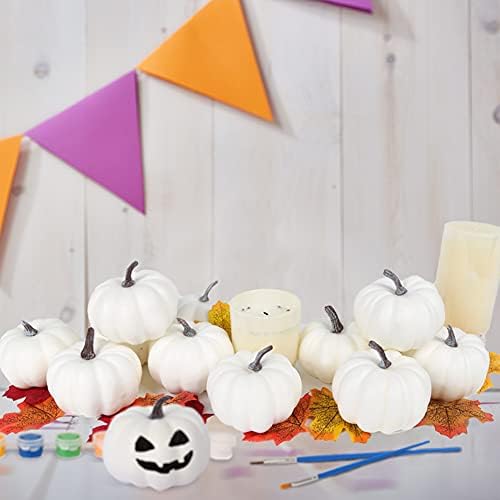 FUTUREPLUSX 12PCS White Fake Pumpkins for Painting and Decorating