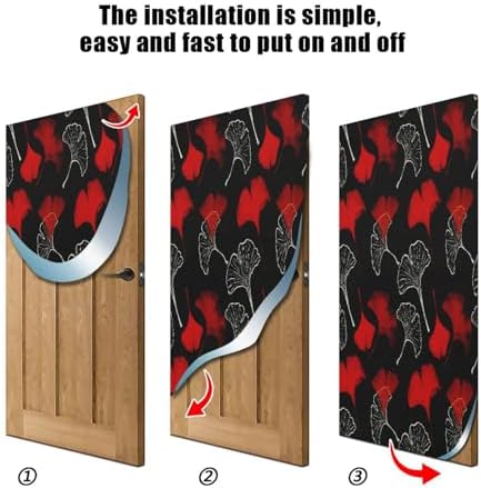Susiyo Red Ginkgo Leaves Christmas Door Cover Decoration 32x79in