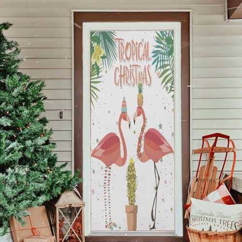 Susiyo Tropical Tree Flamingo Door Cover 35x79 Inch 1
