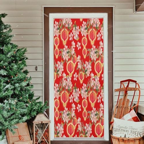 Susiyo Plum Blossom Christmas Door Cover 32x79 in