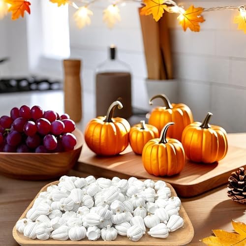 FESTGLOX 100Pcs Mini Resin Pumpkins for Fall Decor