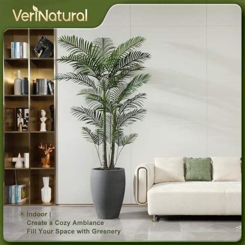 VeriNatural 8ft Artificial Palm Tree with Gray Planter
