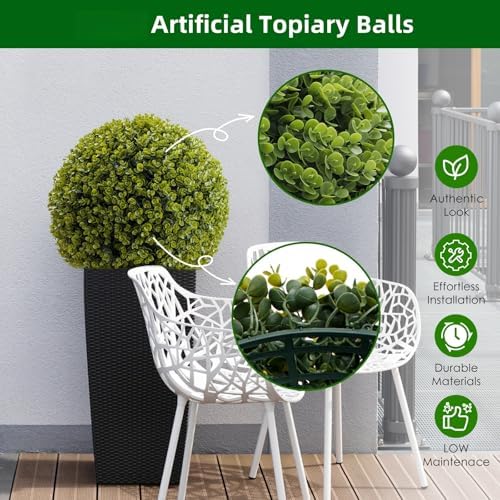 17 Inch Artificial Topiary Balls Set of 2 for Outdoor