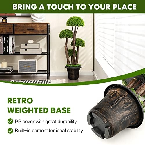3ft Artificial Cypress Topiary Tree with Retro Cement Pot