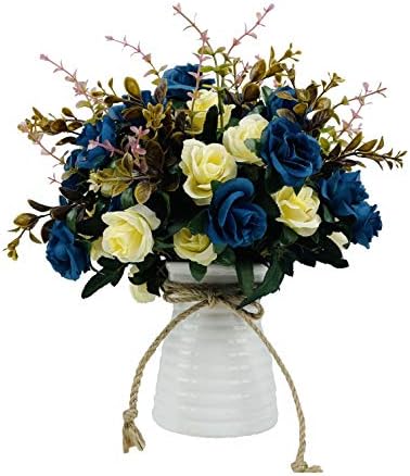 NAWEIDA Artificial Flowers with Vase Navy Blue