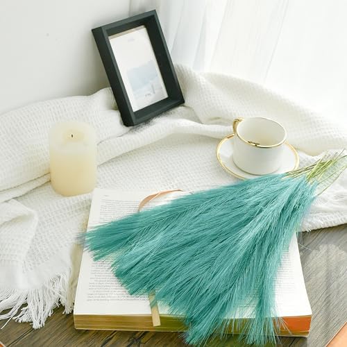 Mandys Teal Silk Pampas Grass Bouquet 20 Stems