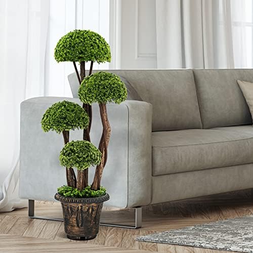3ft Artificial Cypress Topiary Tree with Retro Cement Pot