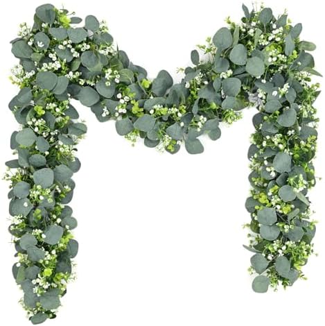 Waipfaru 2Pcs Eucalyptus Garland with Flowers
