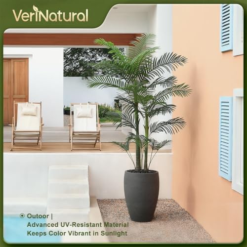 VeriNatural 8ft Artificial Palm Tree with Gray Planter
