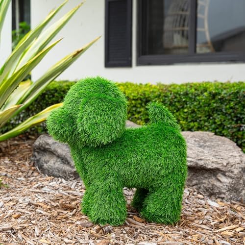 Nearly Natural 18in UV Resistant Artificial Grass Topiary Dog
