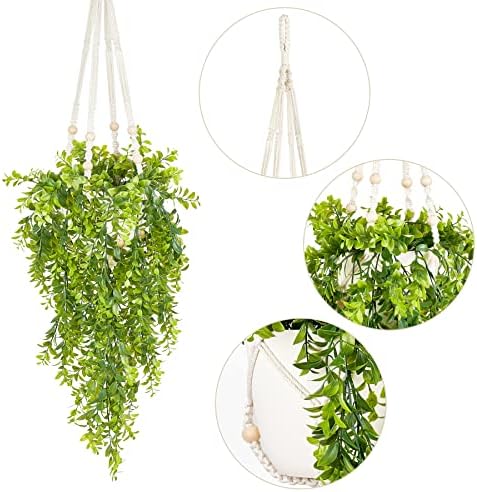 Mkono Fake Hanging Plant with Pot Set