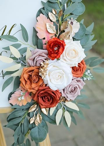 Burnt Orange Wedding Arch Flowers Set of 2