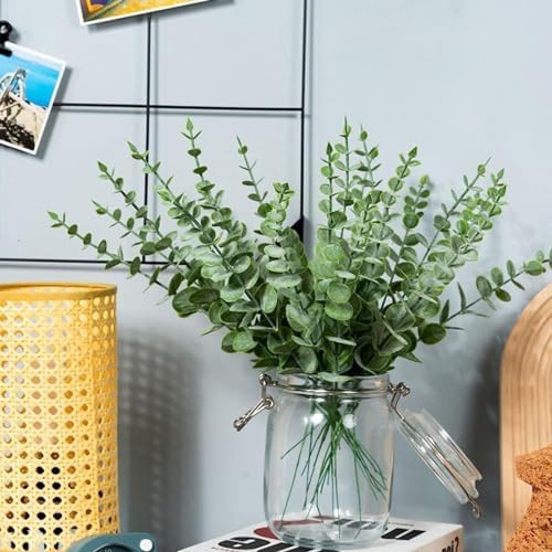 ABAJI Artificial Wine Red Stem Plants 12PCS Decor Set