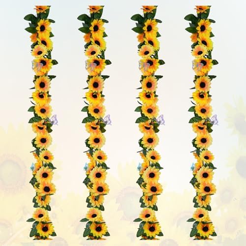4 Pack Silk Sunflower Garland for Fall Decor