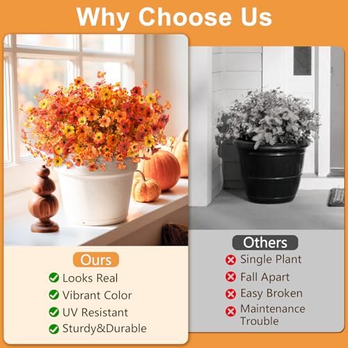Hommyea Artificial Fall Flowers 12 Bundles 4 Colors