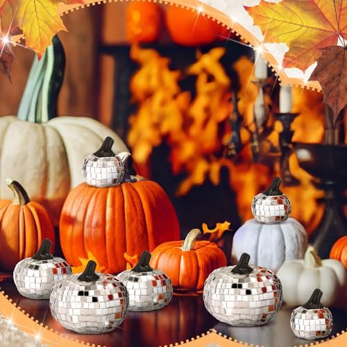 Geelin 20 Pcs Silver Disco Pumpkins Decor