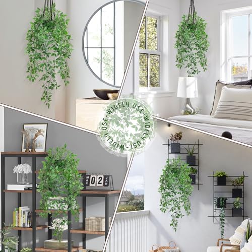 LUZOGA Fake Hanging Plant with Pot Black